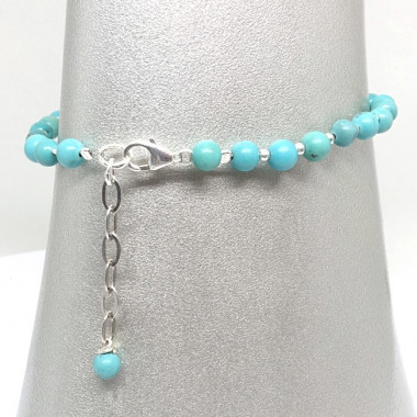 Bracelet corail et turquoise,  petites perles ag925