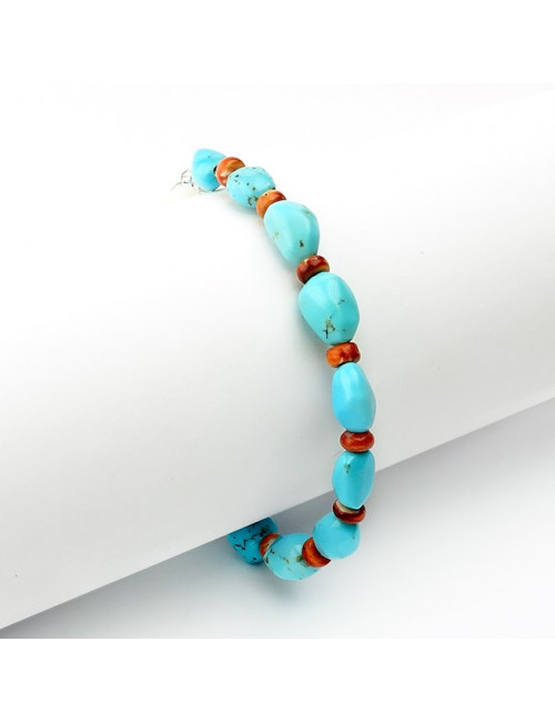 Bracelet corail et perles de turquoise