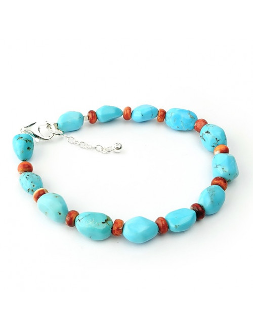 Bracelet corail et perles de turquoise