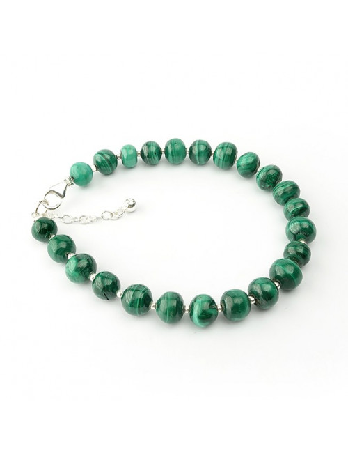 Bracelet malachite,  petites perles ag925