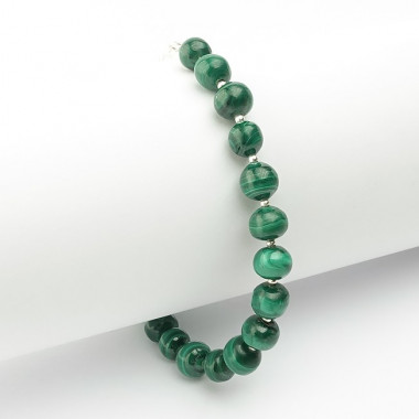 Bracelet malachite,  petites perles ag925