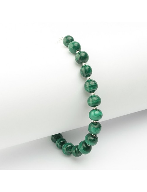 Bracelet malachite,  petites perles ag925