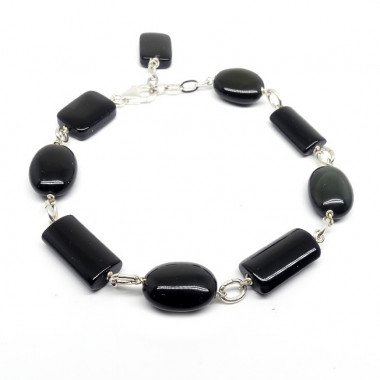 Bracelet perles  obsidienne noire