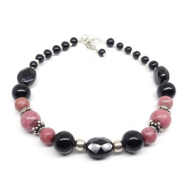 Bracelet rhodonite et onyx