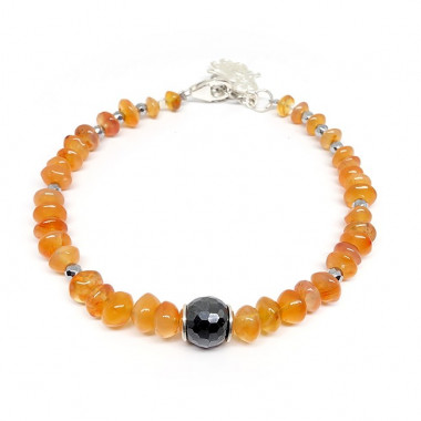 Bracelet turquoise, quartz rose et ambre