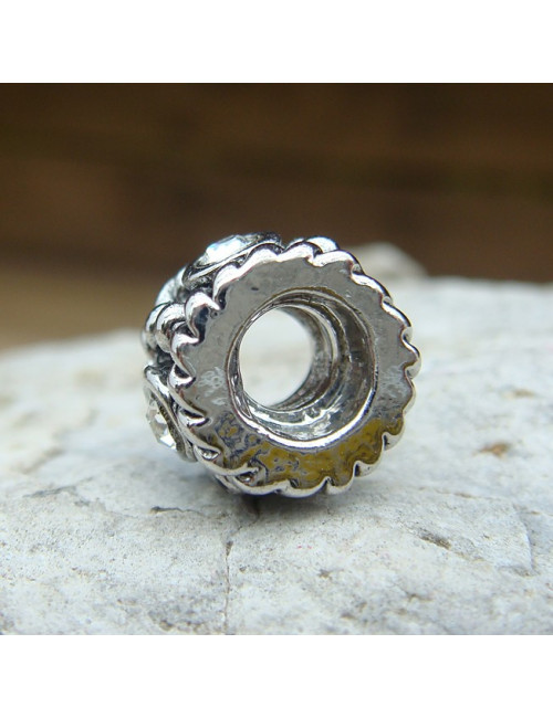 Perle large trou avec petits strass