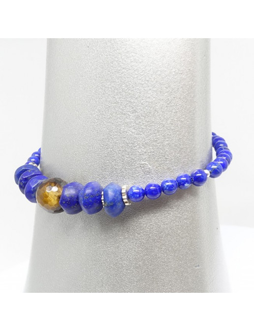 Bracelet lapis lazuli et oeil de tigre