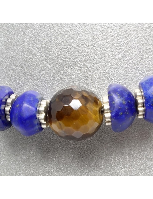 Bracelet lapis lazuli et oeil de tigre