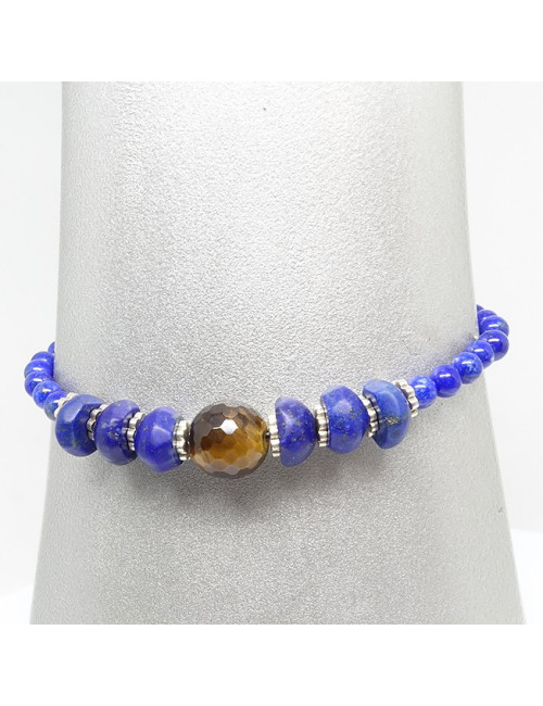 Bracelet lapis lazuli et oeil de tigre