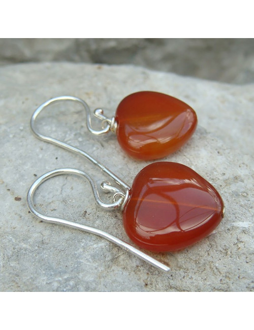 Boucles d'oreilles coeurs de cornaline