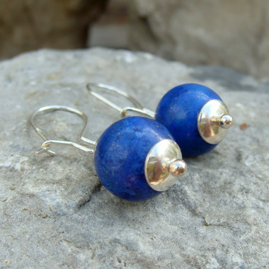 Boucles d'oreilles lapis lazuli et swarovski noir