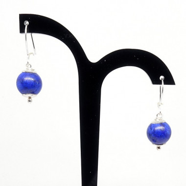 Boucles d'oreilles lapis lazuli et swarovski noir
