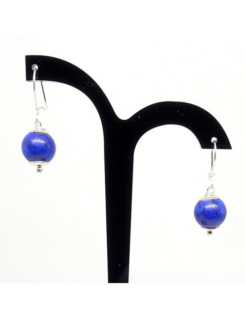 Boucles d'oreilles lapis lazuli et swarovski noir