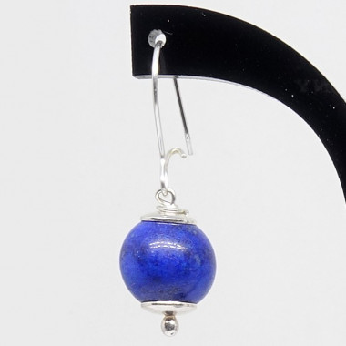 Boucles d'oreilles lapis lazuli et swarovski noir