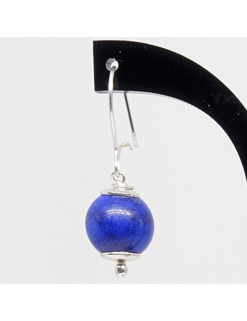 Boucles d'oreilles lapis lazuli et swarovski noir