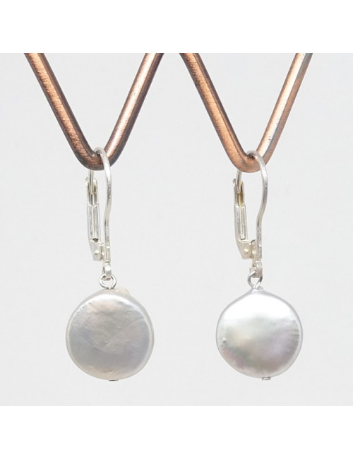Boucles d'oreilles en perle d'eau douce pastilles
