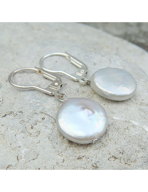 Boucles d'oreilles en perle d'eau douce pastilles