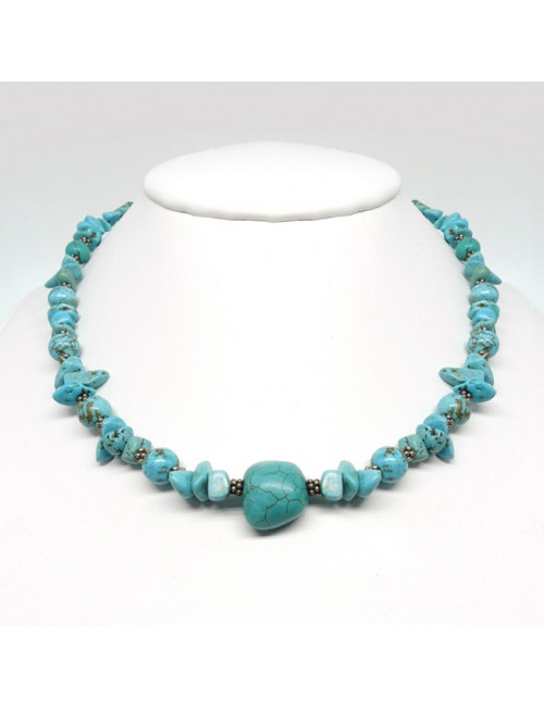 Collier turquoise, mix de perles