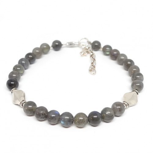 Bracelet fin en améthyste et labradorite