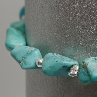 Bracelet turquoise et améthyste facettée, breloque Bouddha