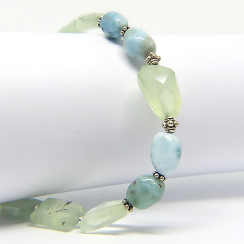 Bracelet larimar et prehnite