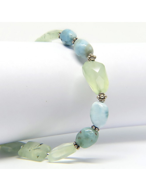 Bracelet larimar et prehnite