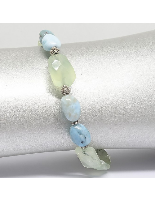 Bracelet larimar et prehnite