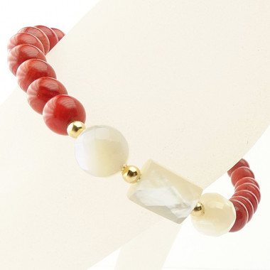 Bracelet corail et quartz rose