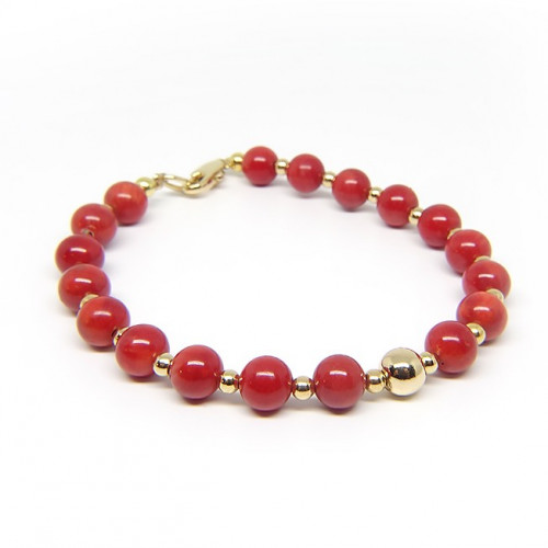 Bracelet corail et quartz rose