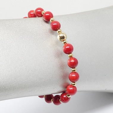 Bracelet corail et quartz rose