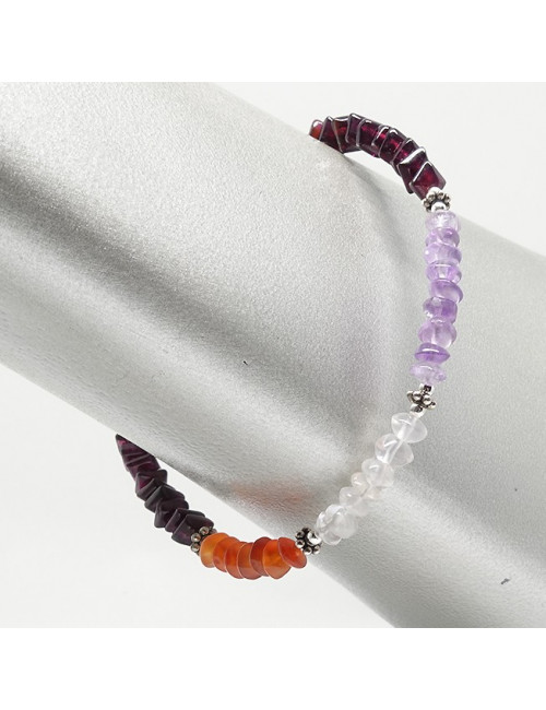 Bracelet grenat, cornaline, améthyste et pierre de lune