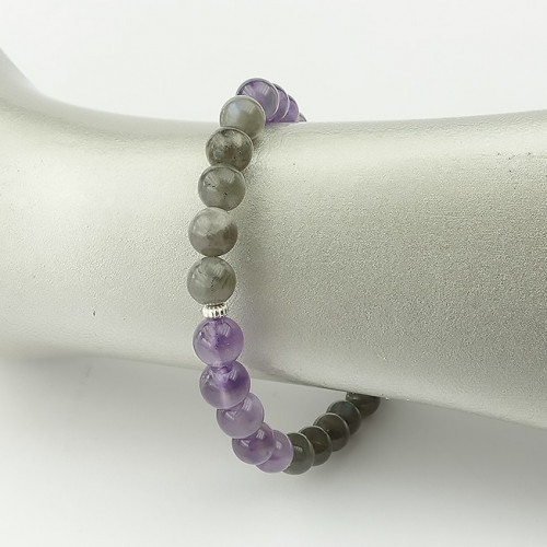 Bracelet fin en améthyste et labradorite