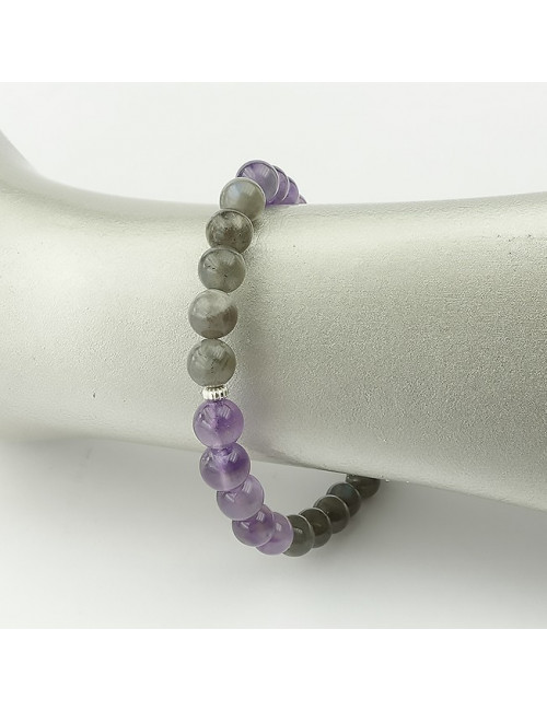 Bracelet améthyste, labradorite et argent 925