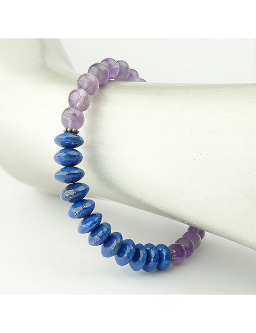 Bracelet lapis lazuli et améthyste rondelles