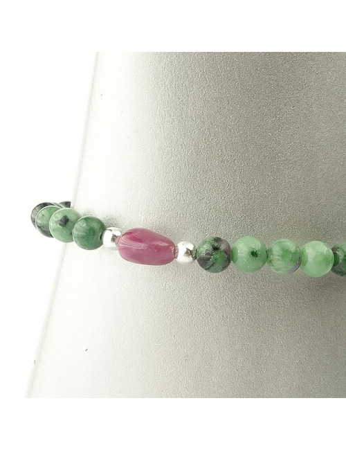 Bracelets zoïsite et perle de rubis