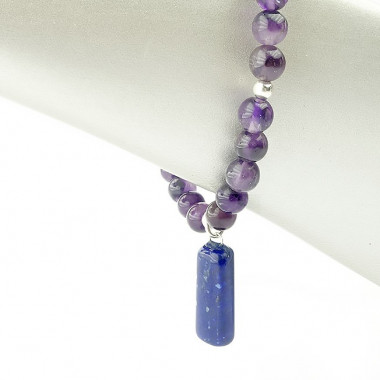 Bracelet lapis lazuli et améthyste facettés et argent 925