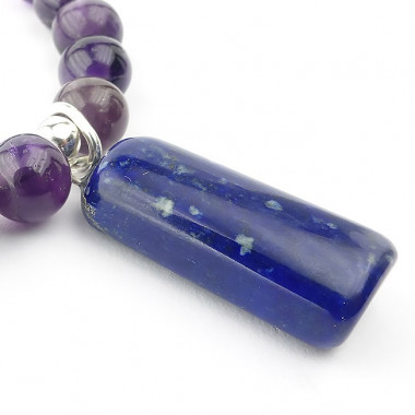 Bracelet lapis lazuli et améthyste facettés et argent 925