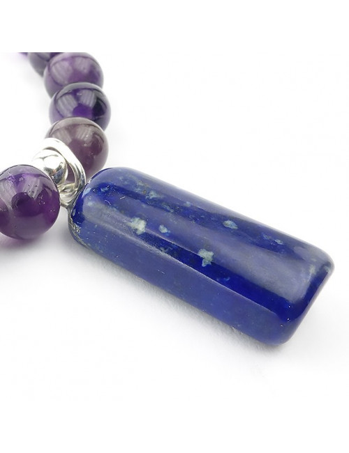 Bracelet améthyste et breloque de lapis lazuli