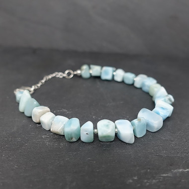 Bracelet larimar et oeil de tigre