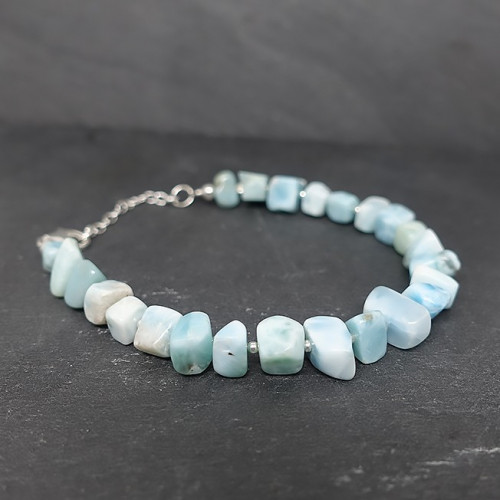 Bracelet larimar et oeil de tigre