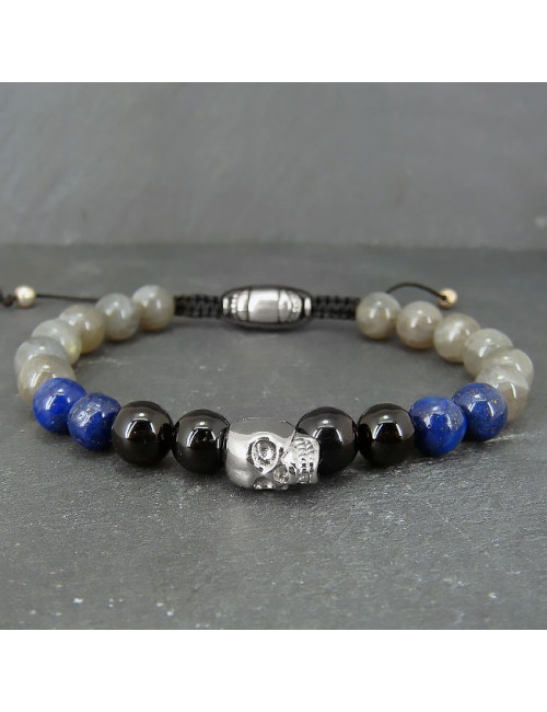 Bracelet homme onyx, lapis lazuli et labradorite