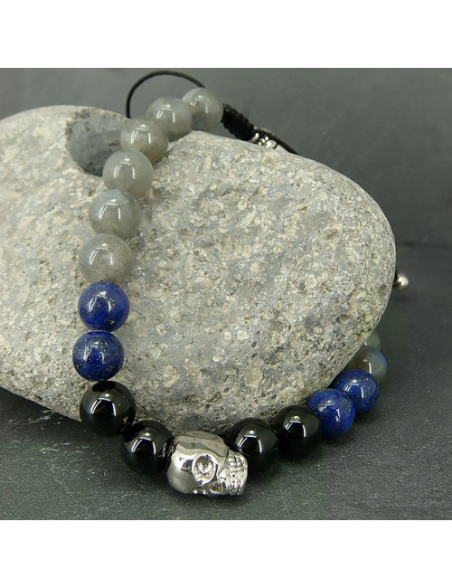 Bracelet homme onyx, lapis lazuli et labradorite