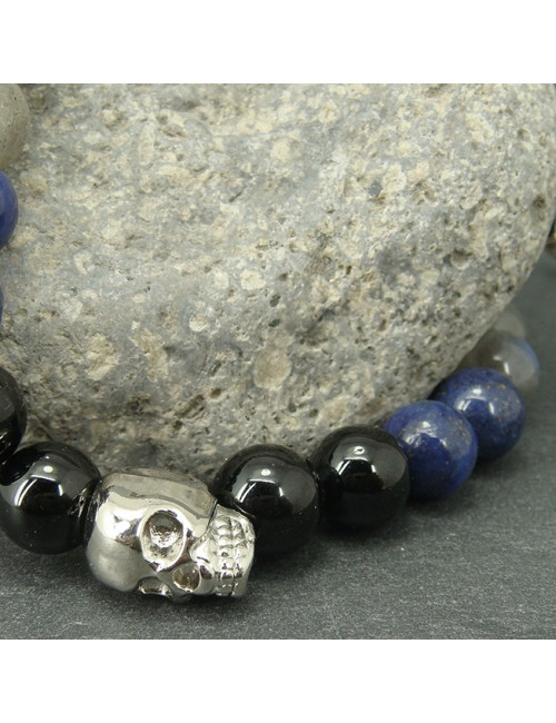 Bracelet homme onyx, lapis lazuli et labradorite
