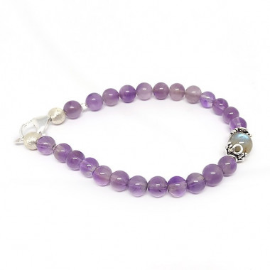 Bracelet fin en améthyste et labradorite
