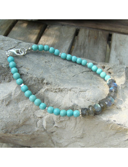 Bracelet turquoise et labradorite facettée