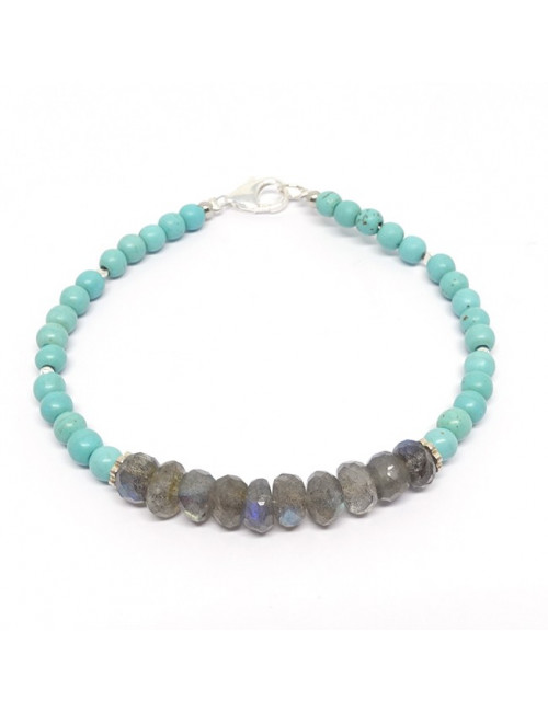Bracelet turquoise et labradorite facettée