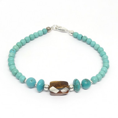 Bracelet turquoise et labradorite facettée