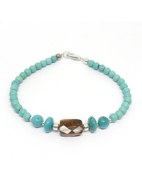 Bracelet turquoise et oeil de tigre