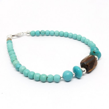 Bracelet turquoise et labradorite facettée