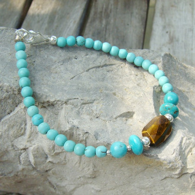 Bracelet turquoise et labradorite facettée